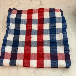 Red and Blue Plaid 96x60 seersucker tablecloth